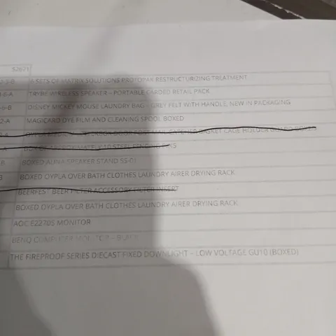 APPROXIMATELY 8 ASSORTED PRODUCTS TO INCLUDE; MATRIX SOLUTIONS PROTOPAK RESTRUCTURIZING TREATMENT, MAGICARD DYE FILM AND CLEANING SPOOL, AOC MONITOR AND BENQ MONITOR