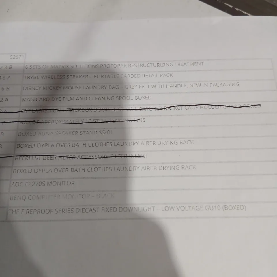 APPROXIMATELY 8 ASSORTED PRODUCTS TO INCLUDE; MATRIX SOLUTIONS PROTOPAK RESTRUCTURIZING TREATMENT, MAGICARD DYE FILM AND CLEANING SPOOL, AOC MONITOR AND BENQ MONITOR