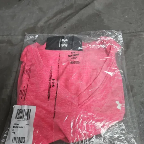 UNDER ARMOUR PINK V-NECK T-SHIRT - WOMEN'S XL