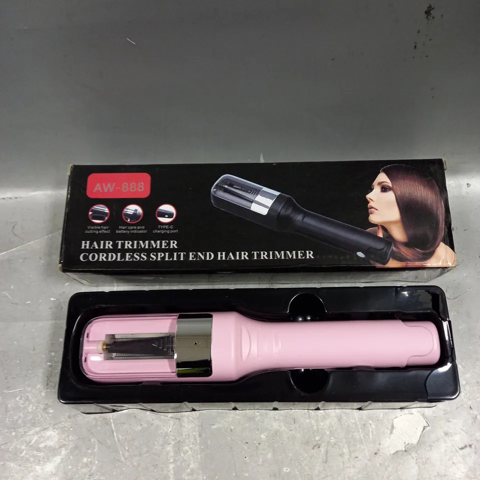 BOXED CORDLESS SPLIT END HAIR TRIMMER IN PINK