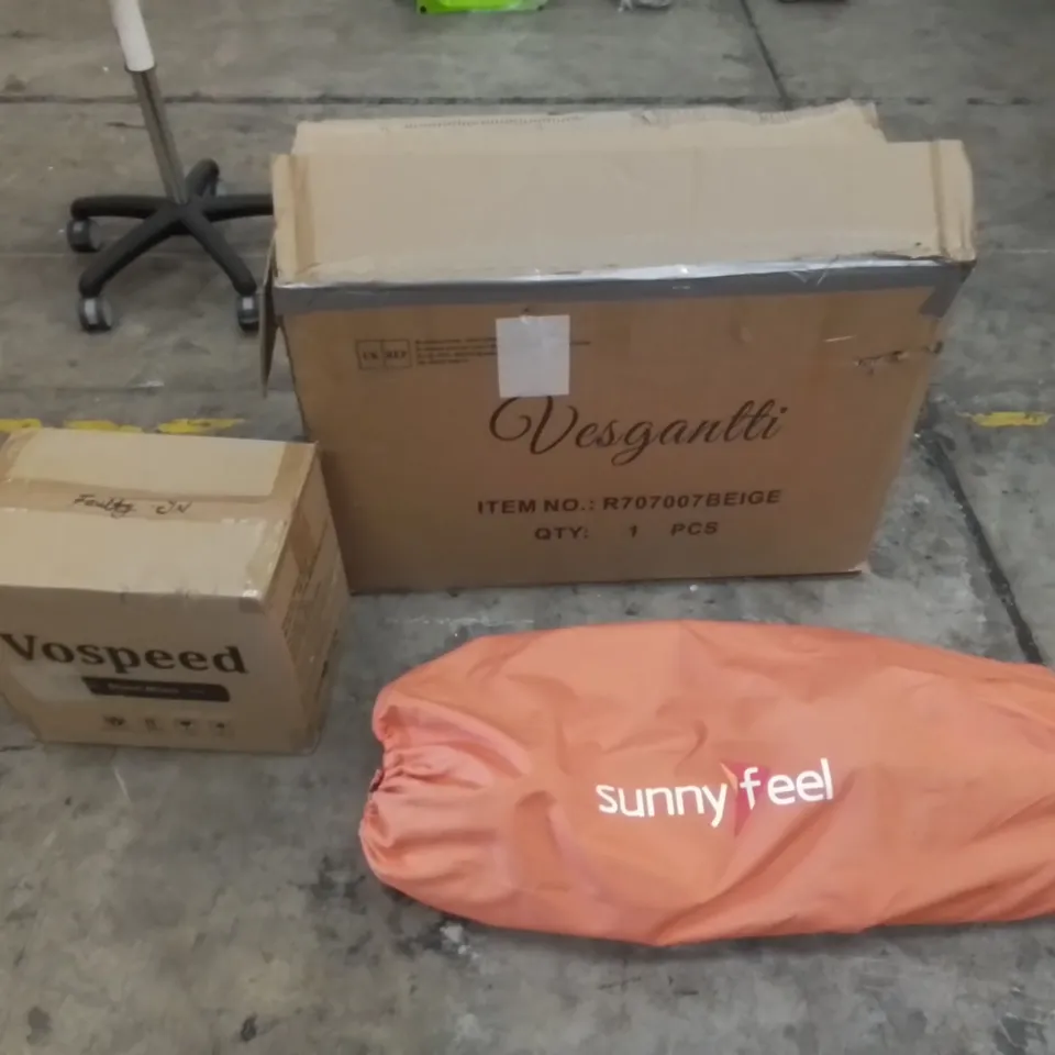 PALLET CONTAINING ASSORTED HOUSEHOLD & HOME IMPROVEMENT PRODUCTS. INCLUDES BOXED MASSAGE TABLE, STAND MIXER, CAMPING CHAIR, POP-UP GAZEBOS ETC 