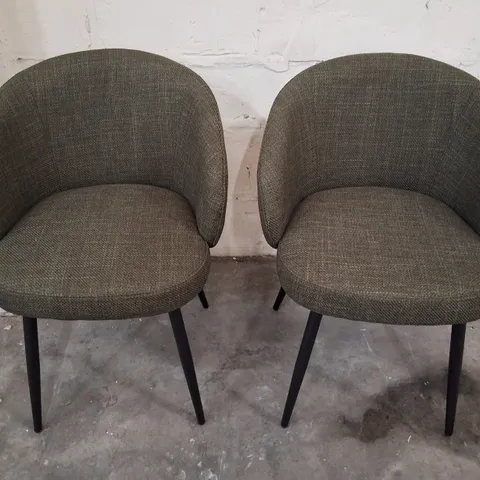 ORONOGO CHUNKY-WEAVE FABRIC UPHOLSTERED DINING CHAIR WITH CROSSED LEGS, SET OF 2