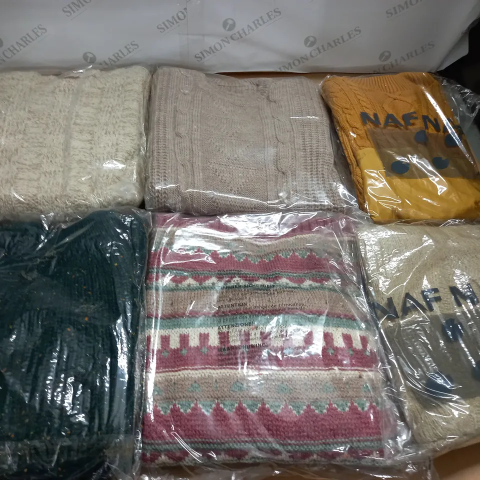 LOT OF 15 ASSORTED BAGGED AS NEW KNITTED JUMPERS - VARIOUS SIZES