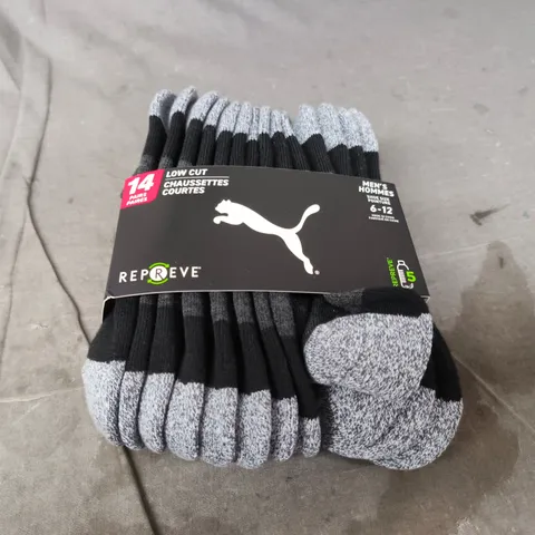 PUMA REPREVE MEN’S LOW-CUT SOCKS, 14 PAIRS, UK SIZE 6–12