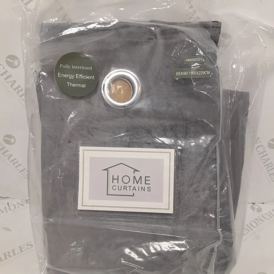 HOME CURTAINS THERMAL VELOUR EYELET CURTAINS IN MID GREY 165CM X 229CM
