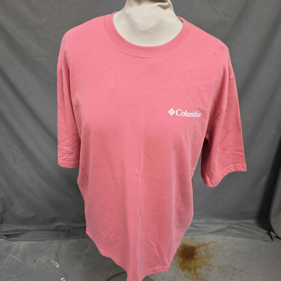 COLUMBIA BACK PRINT TSHIRT IN PINK SIZE XS