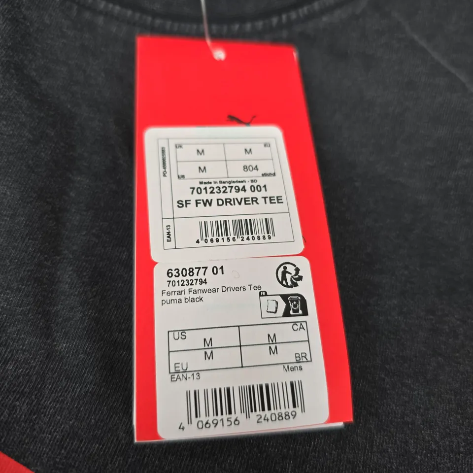 FERRARI FANWEAR DRIVERS TEE – BLACK, SIZE M (MEN) – PUMA LICENSED