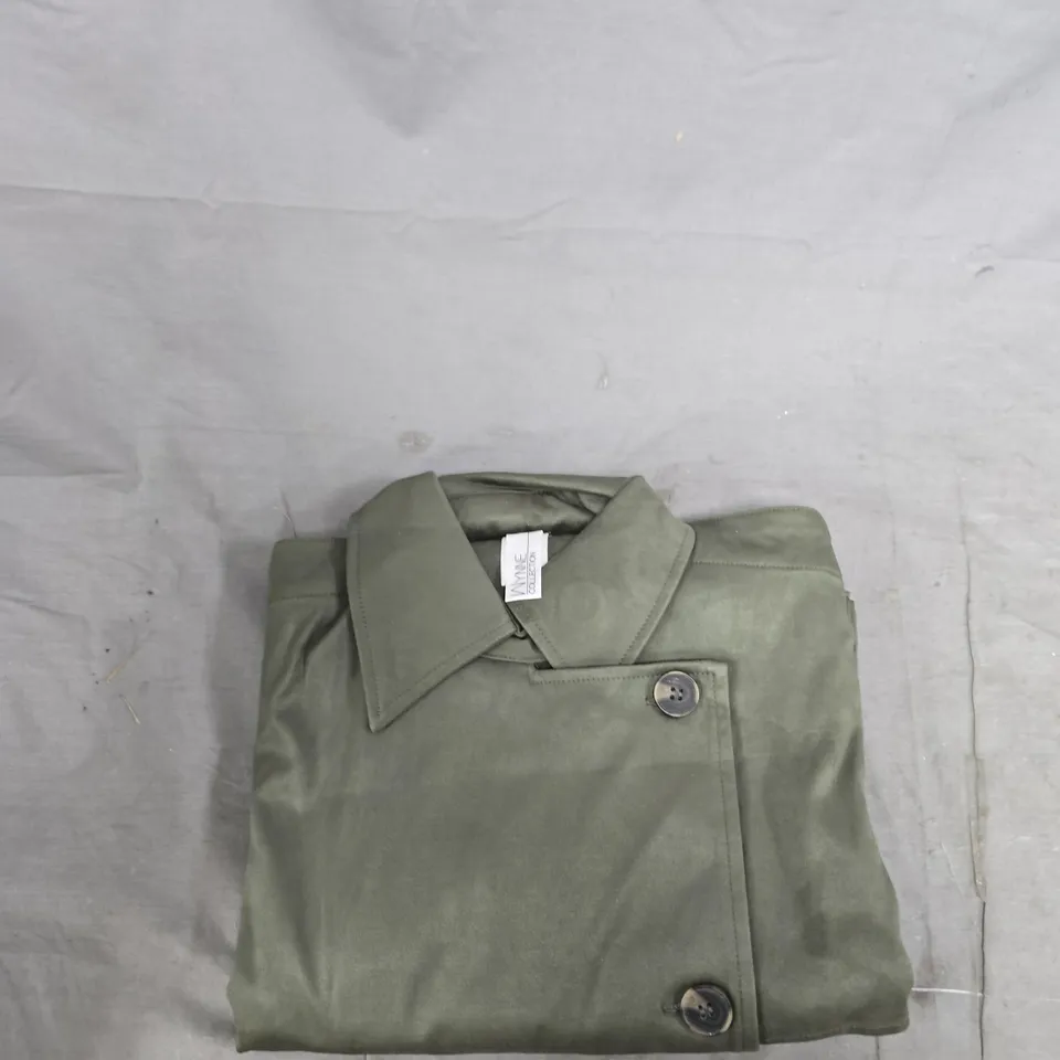 LYNNE COLLECTION OLIVE GREEN PONCHO TRENCH  – XXS