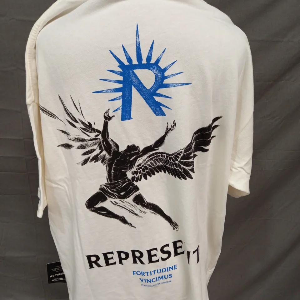 REPRESENT ICARUS T-SHIRT IN FLAT WHITE - LARGE