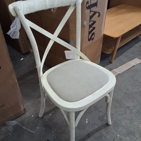 CROSSBACK DINING CHAIR - CREAM/GREY FABRIC