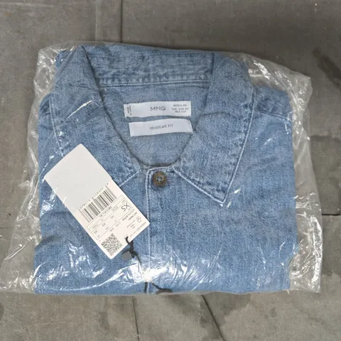 MANGO REGULAR FIT DENIM SHIRT IN BLUE SIZE UK XS