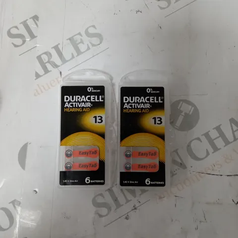 12 DURACELL ACTIVAIR HEARING AID BATTERIES.
