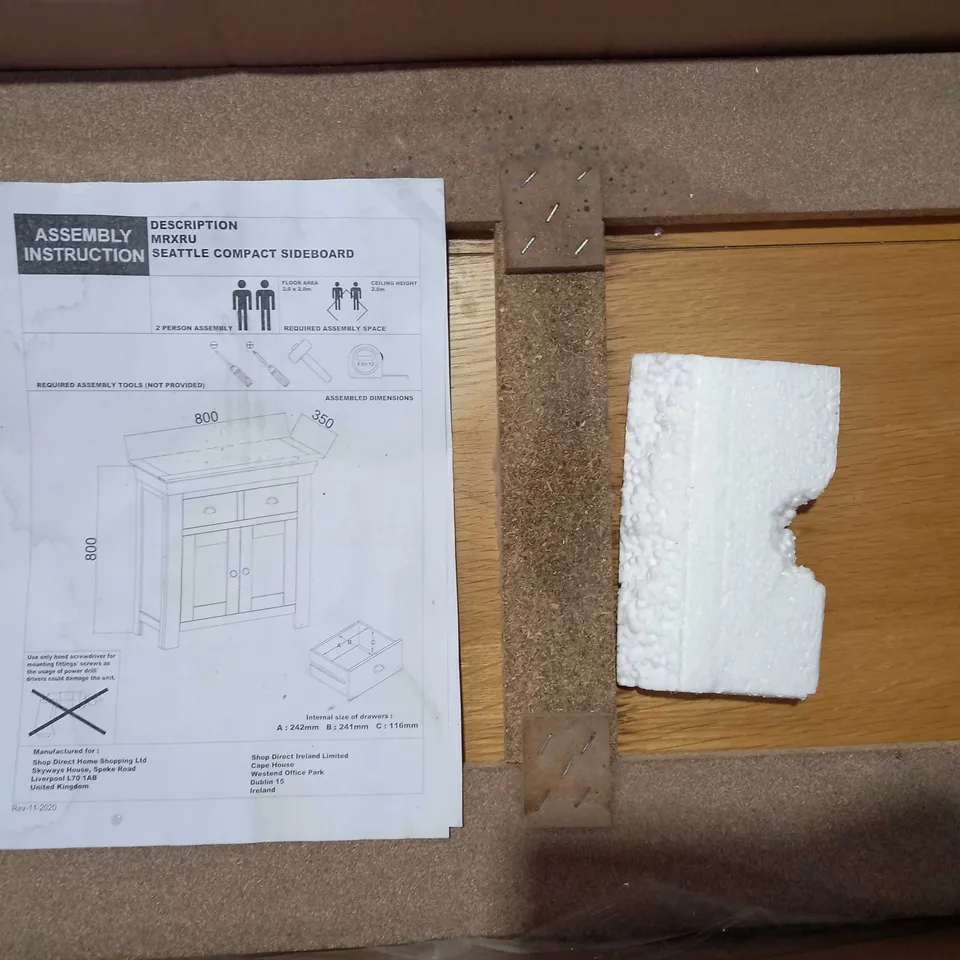 BOXED SEATTLE COMPACT SIDEBOARD - DARK GREY/OAK (1 BOX) RRP £279