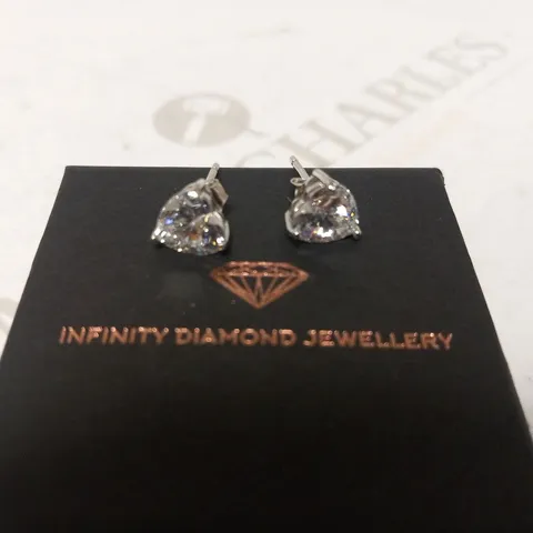 BOXED INFINITE DIAMOND JEWELLERY HEART SHAPED STUD EARRINGS