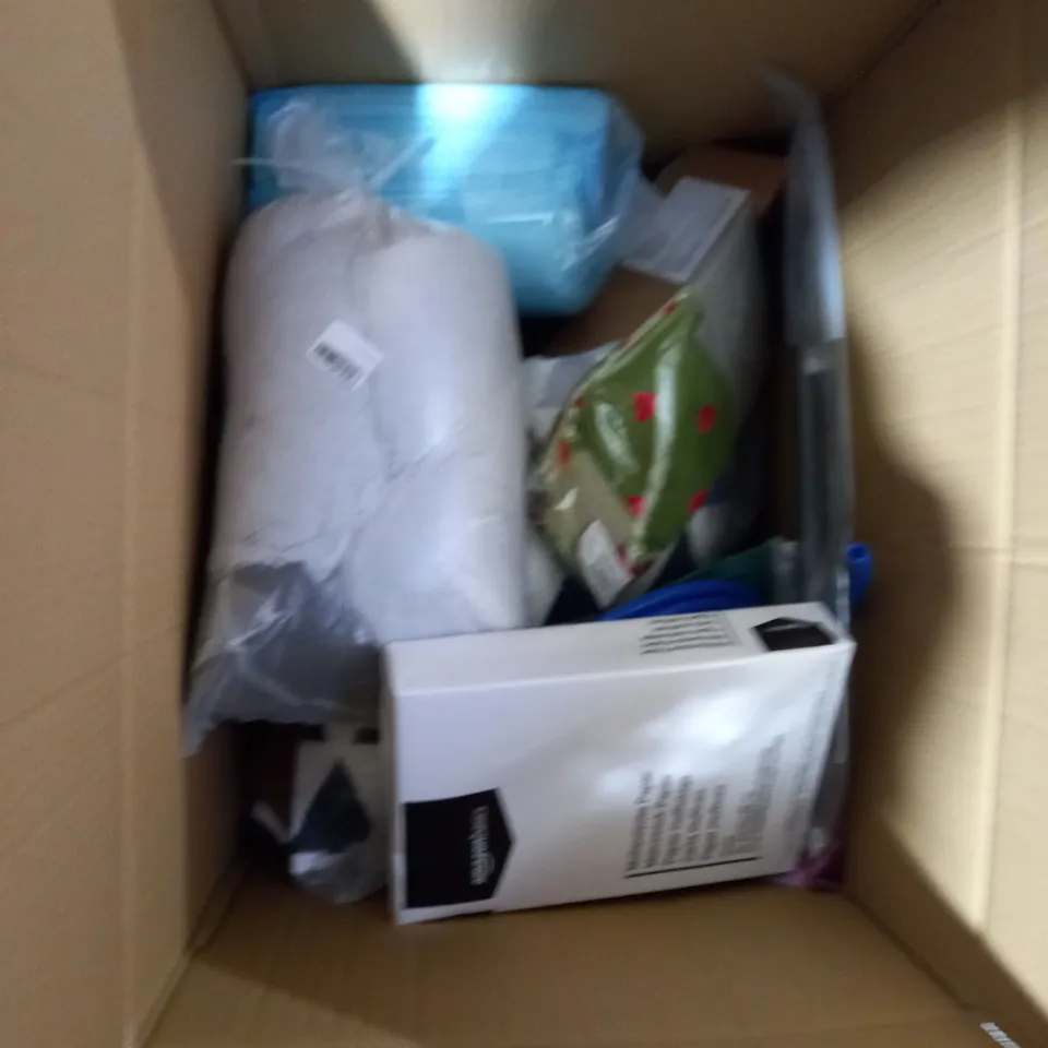 BOX OF ASSORTED HOUSEHOLD ITEMS TO INCLUDE TISSUES, A4 PAPER, FLASK, WALL TILES ETC 