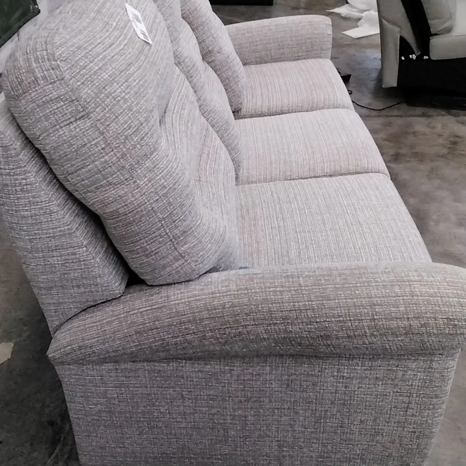 QUALITY BRITISH DESIGNER G PLAN MANUFACTURED HOLMES 3 SEATER SOFA - LOOM SHALE FABRIC 