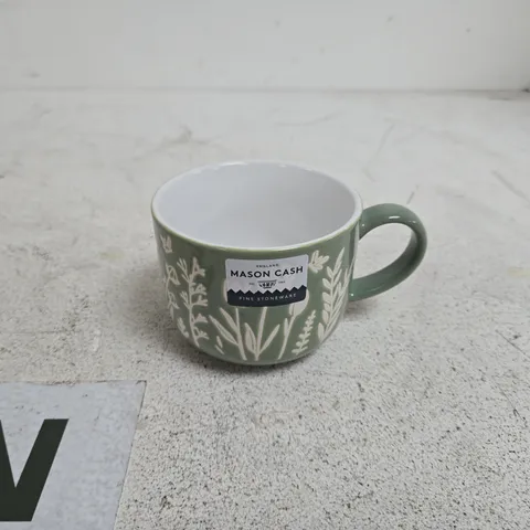 SET OF 2 MASON CASH FINE STONEWARE "IN THE MEADOW" GREEN TULIP MUGS BOXED