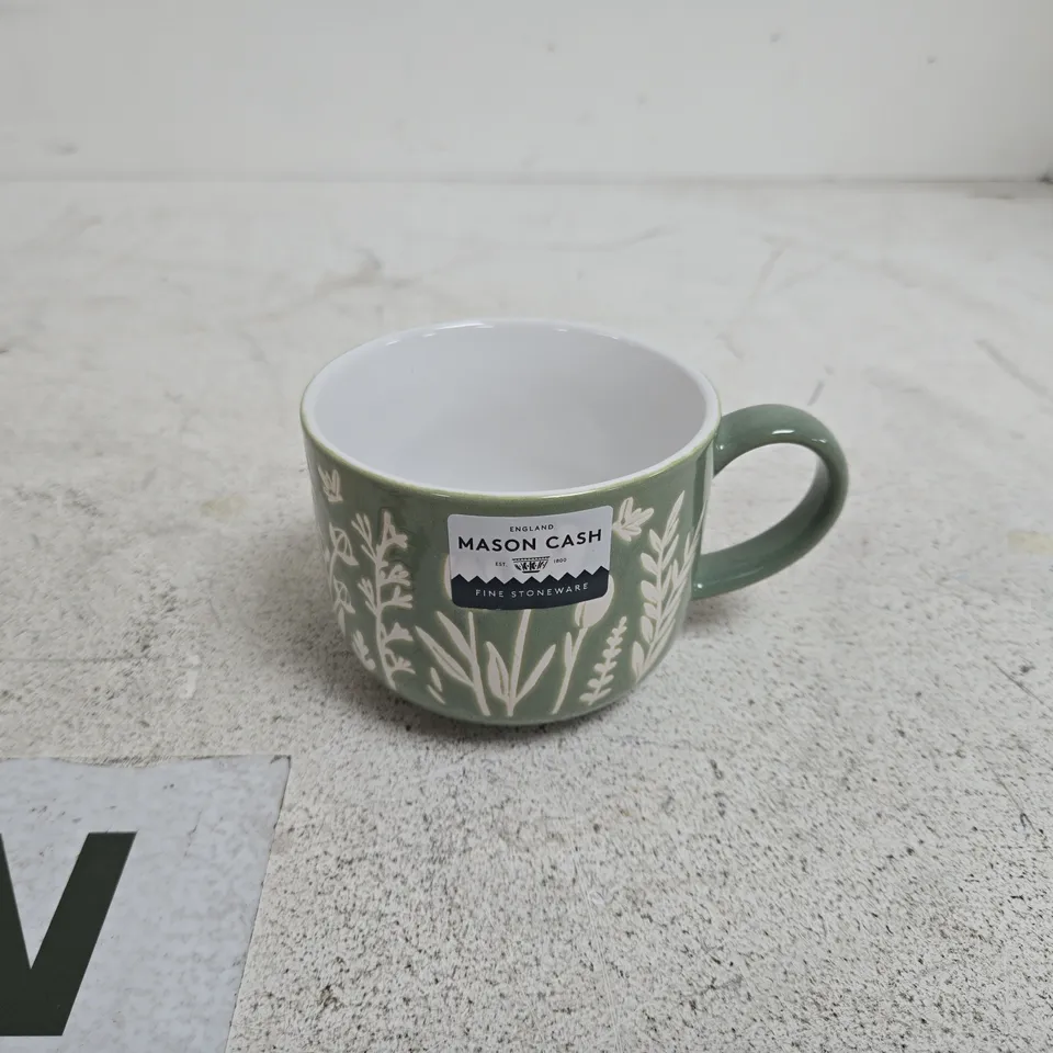 SET OF 2 MASON CASH FINE STONEWARE "IN THE MEADOW" GREEN TULIP MUGS BOXED