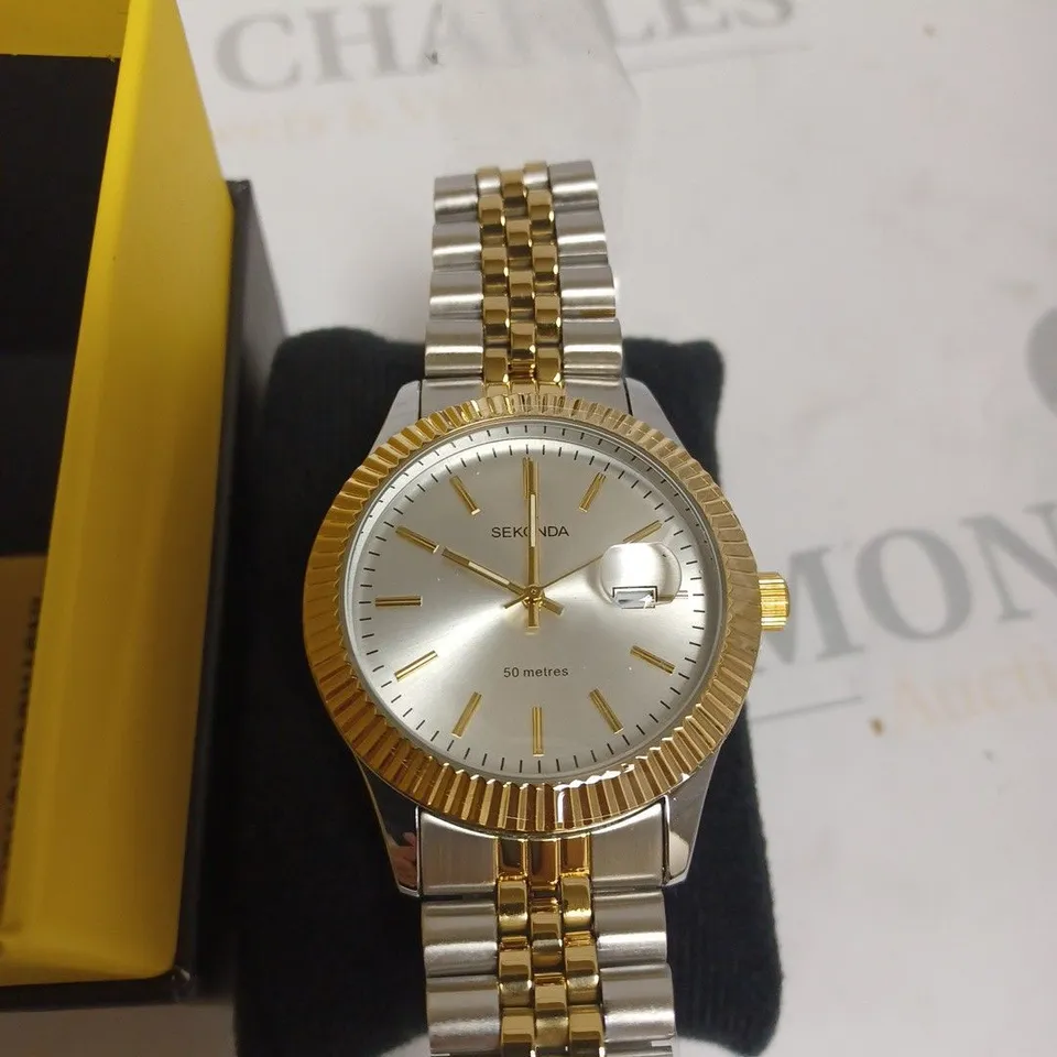 BOXED SEKONDA GOLD AND SILVER WOMENS CIRCULAR WATCH 