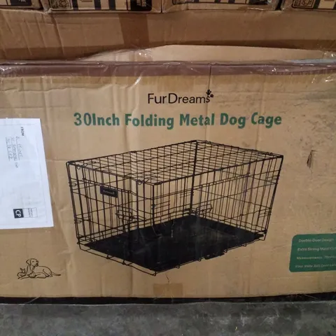 BOXED FURDREAMS 30" FOLDING METAL DOG CAGE