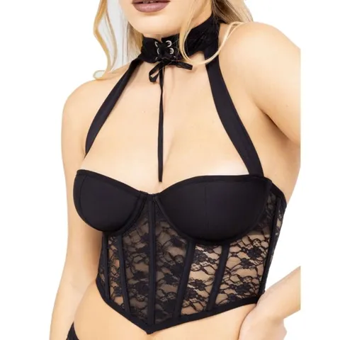 BRAND NEW KILLSTAR - DEATH PETAL - BLACK WOMEN'S BRA SIZE S
