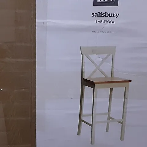 BOXED SALISBURY BAR STOOL IN CREAM - H104 X W42 X D50 CM