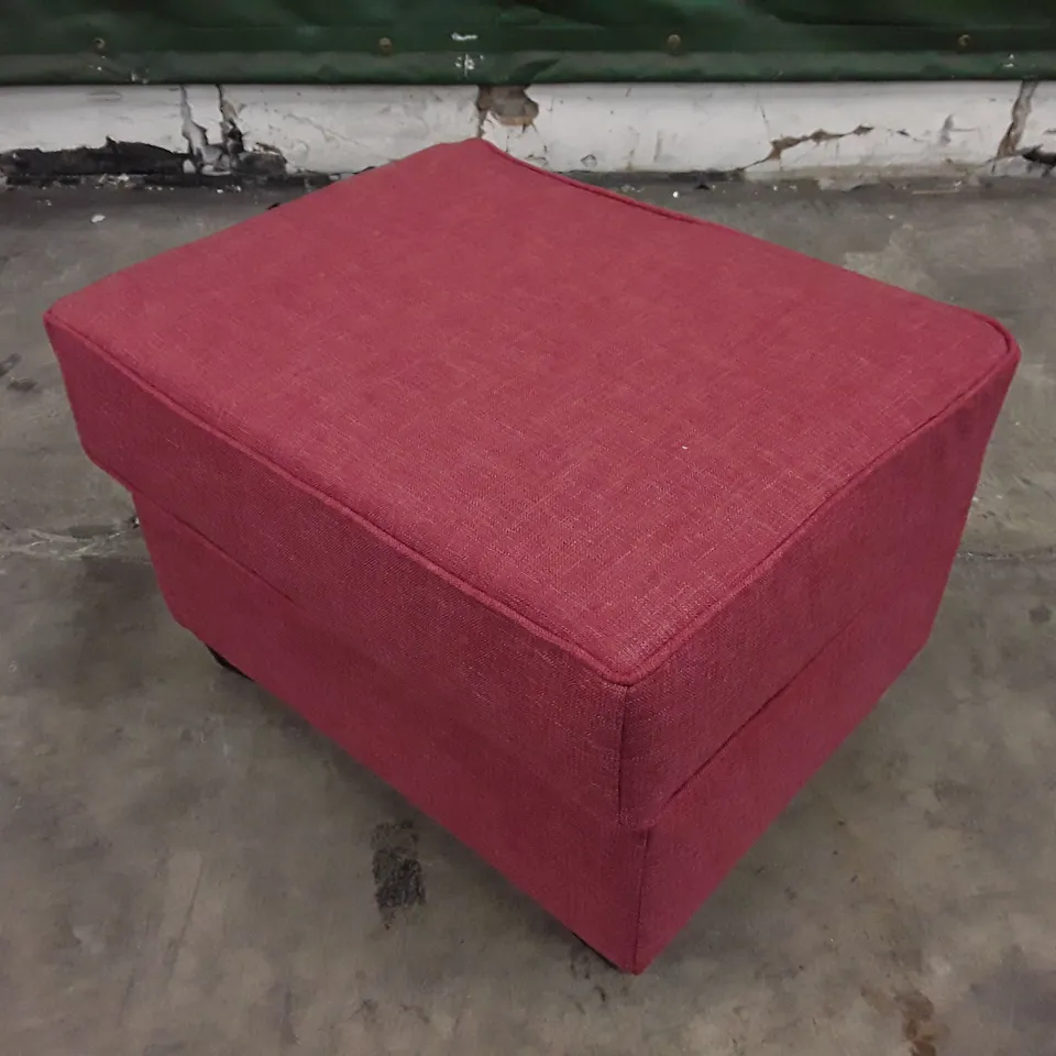 QUALITY DESIGNER ALDERBURY FOOTSTOOL - CRANBERRY FABRIC