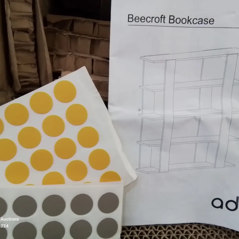 BOXED BEECROFT BOOKCASE IN YELLOW AND GREY