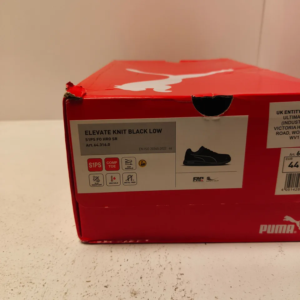 PUMA ELEVATE KNIT BLACK LOW TRAINERS – UK 10 (EU 44)
