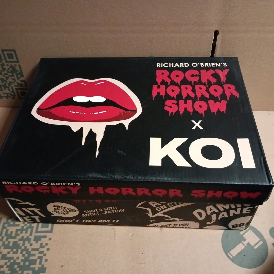 BOXED KOI X ROCKY HORROR SHOW FRASNK N FURTER CHERM HEELS BLACK SIZE 7