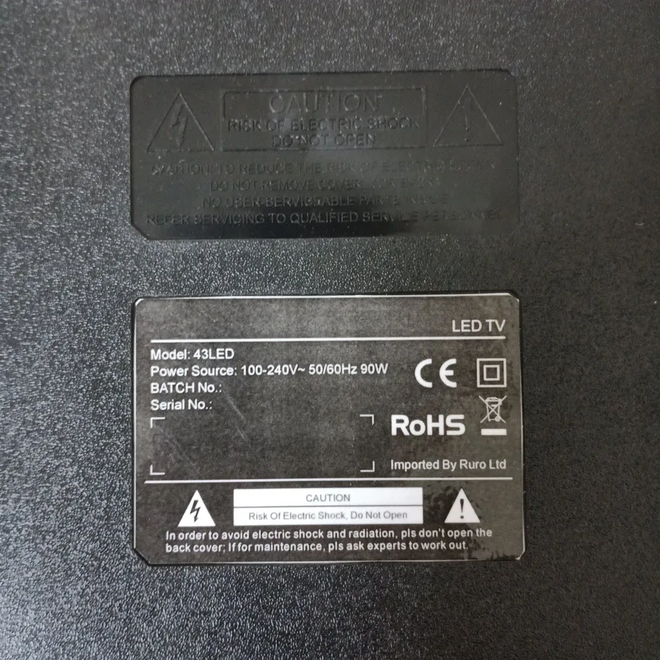 43-INCH LED TV (MODEL: 43LED) – CRACKED SCREEN, FOR REPAIR OR PARTS