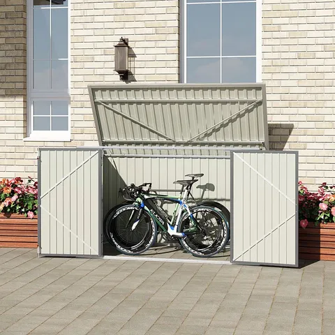 BOXED ASLEE 7FT W × 3FT METAL SHED (2 BOXES)