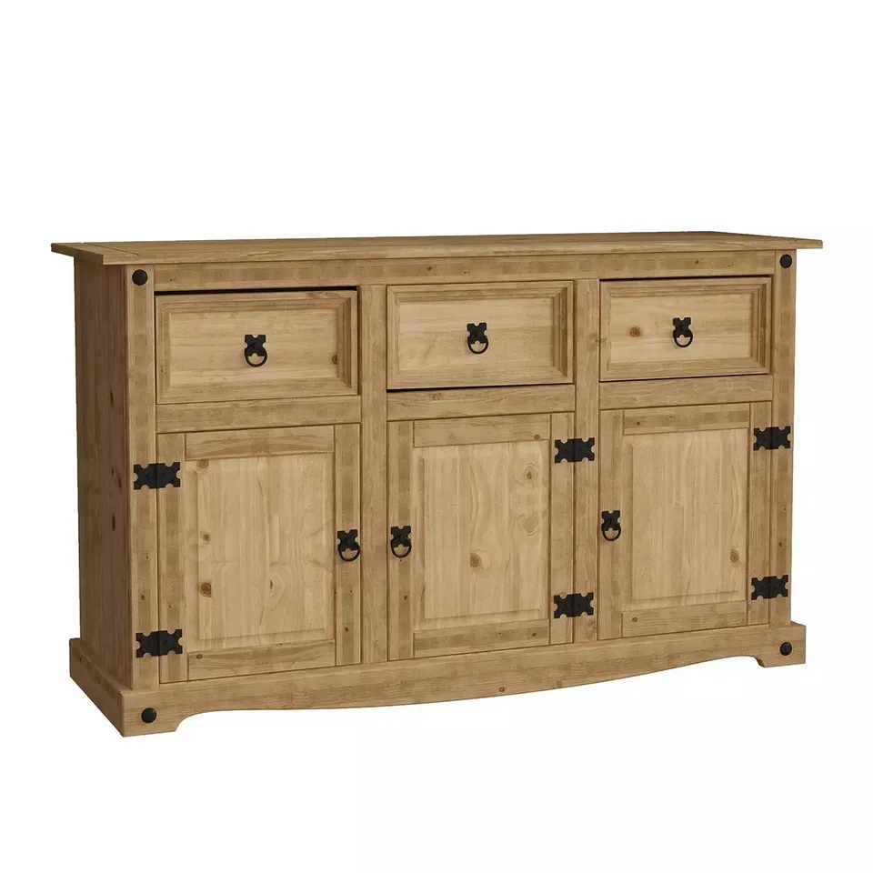 VIDA DESIGNS CORONA SOLID PINE 3 DOOR, 3 DRAWER SIDEBOARD