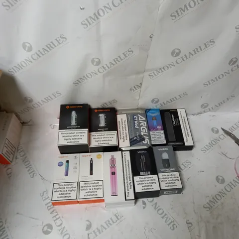 BOX OF APPROXIMATELY 10 ECIG PRODUCTS TO INCLUDE ASPIRE, GEEKVAPE, VOOPOO