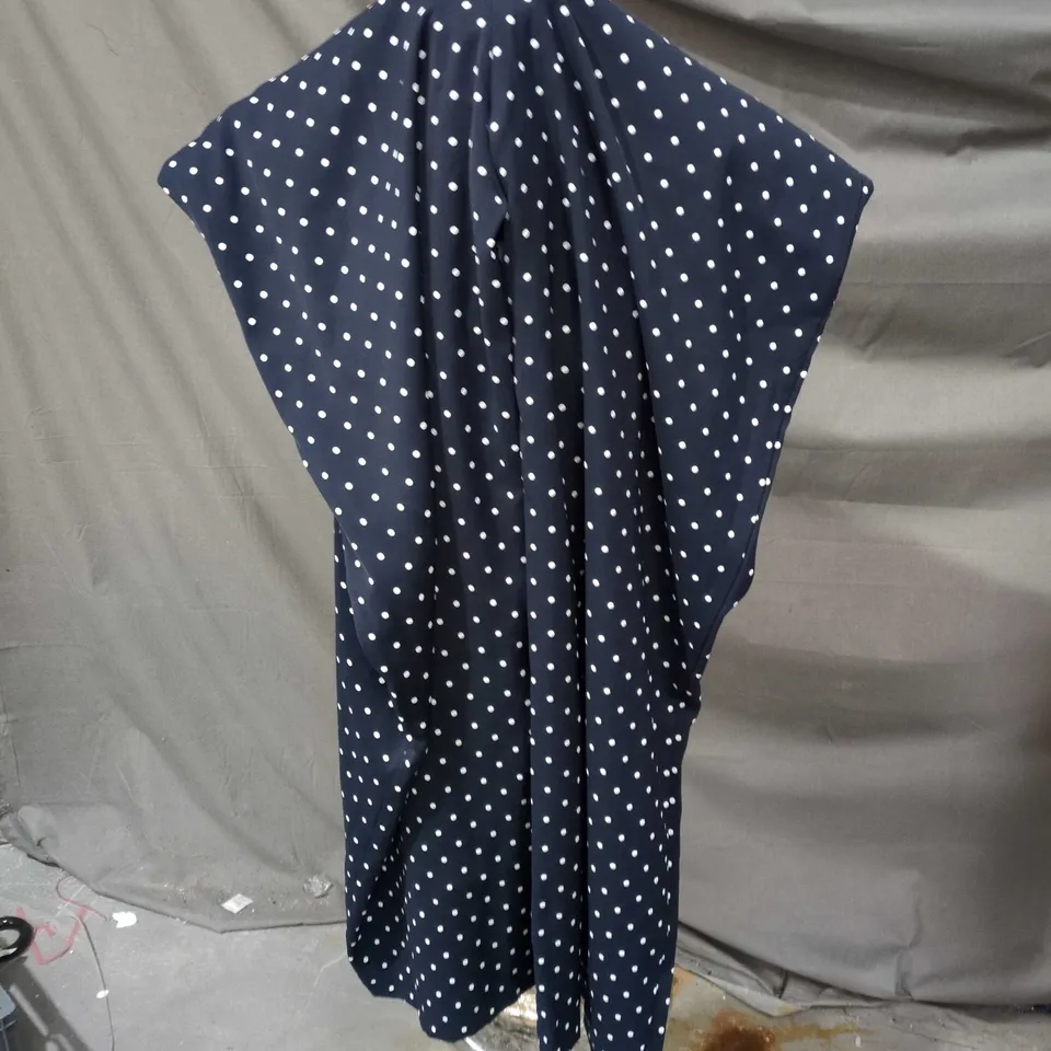 ODDMUSE LONDON NAVY POLKA-DOT WIDE-LEG TROUSERS – SIZE XL