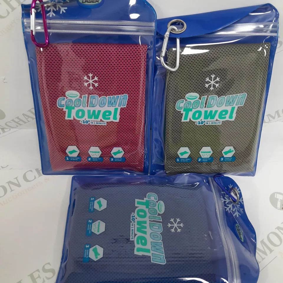 BOXED AQUA LASER SET OF 4 COOL DOWN TOWELS