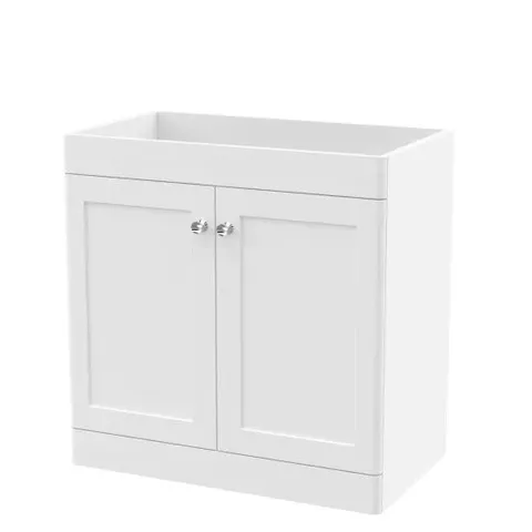 BOXED NUIE CLASSIQUE 800MM SATIN WHITE 2 DOOR FLOOR STANDING VANITY UNIT
