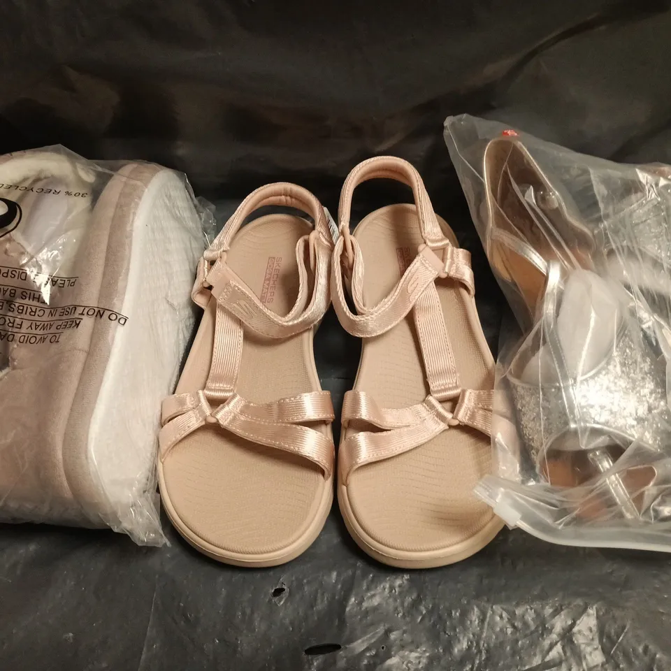 BOX OF APPROXIMATELY 15 ASSORTED PAIRS OF SHOES AND FOOTWEAR ITEMS IN VARIOUS COLOURS, STYLES, AND SIZES - COLLECTION ONLY