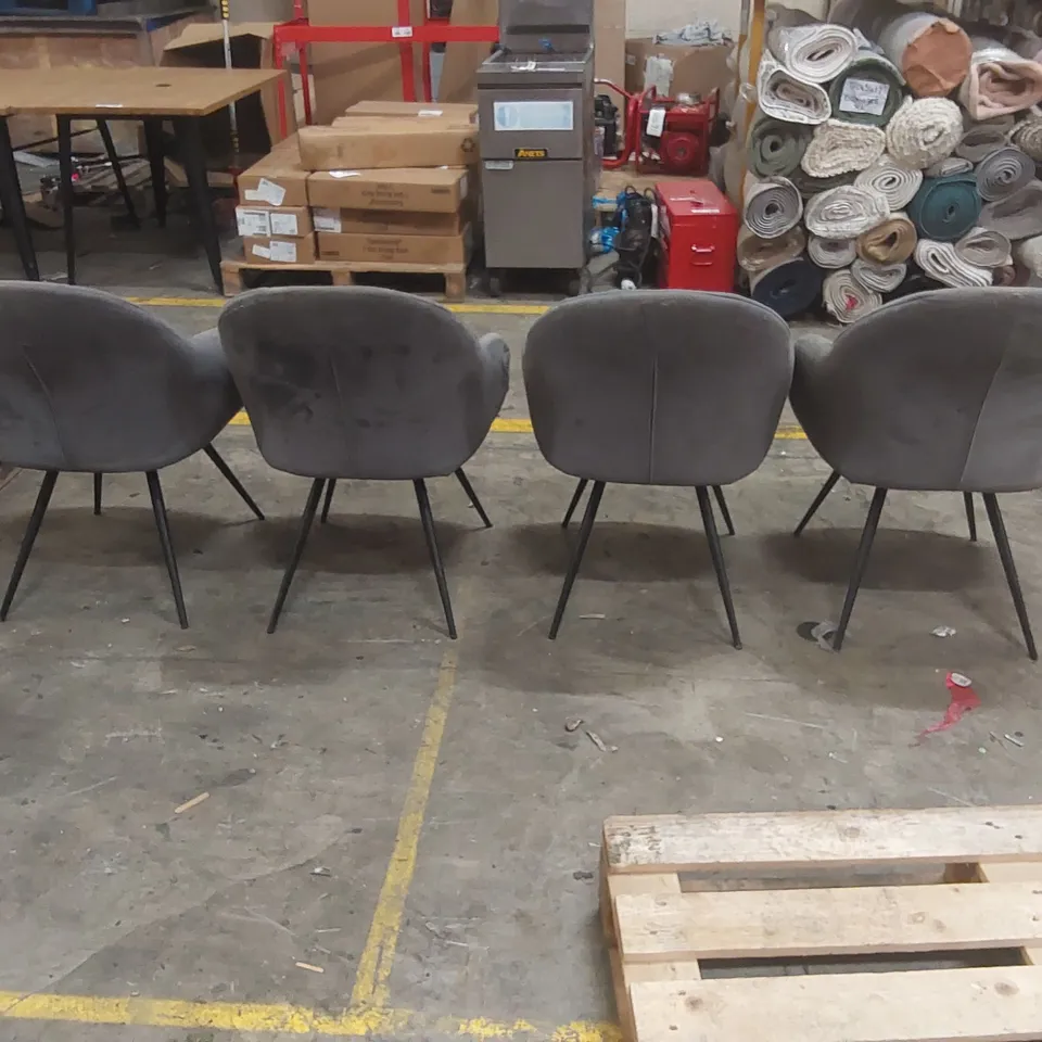 SET OF 4x DESIGNER VELVET DINING CHAIRS