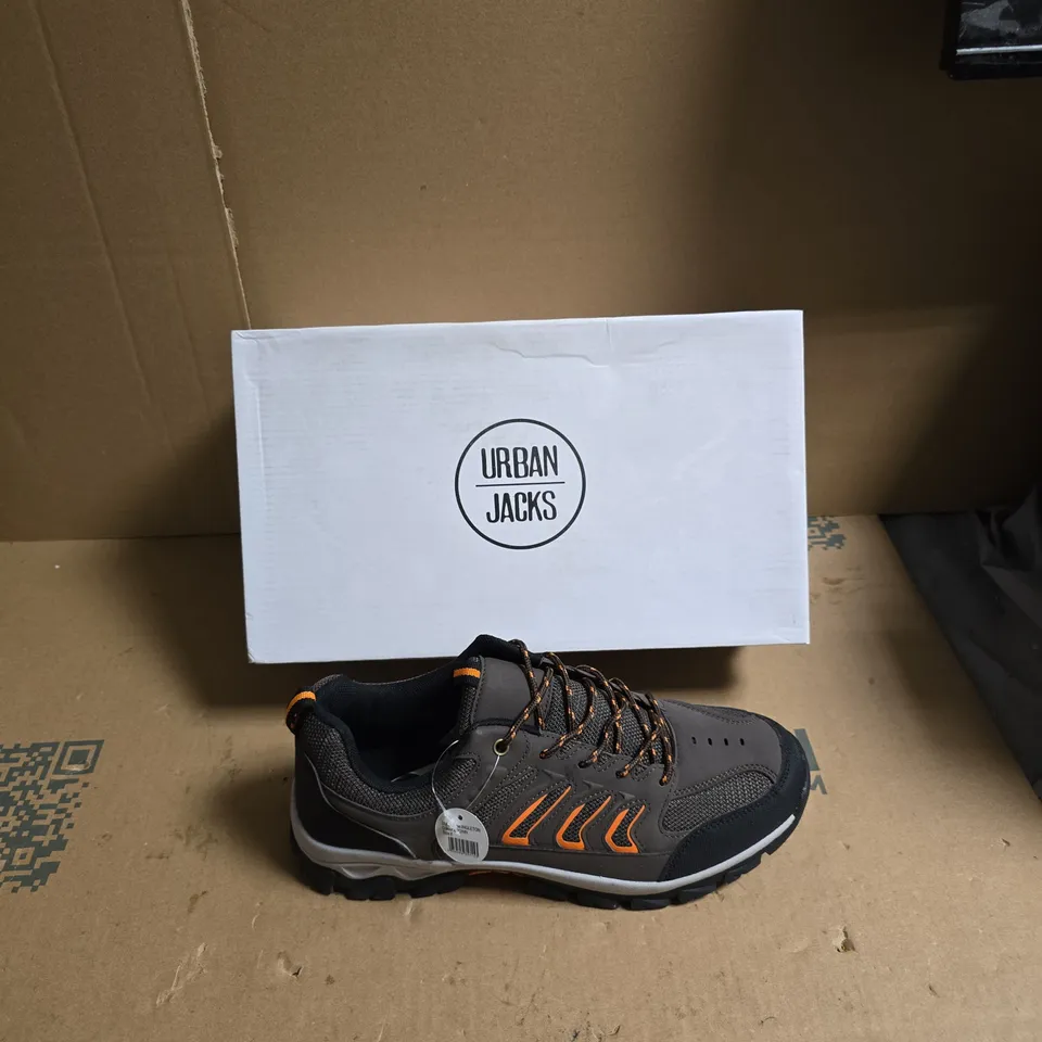 URBAN JACKS HIKING SHOES – GREY/BLACK WITH ORANGE ACCENTS - UK SIZE 8