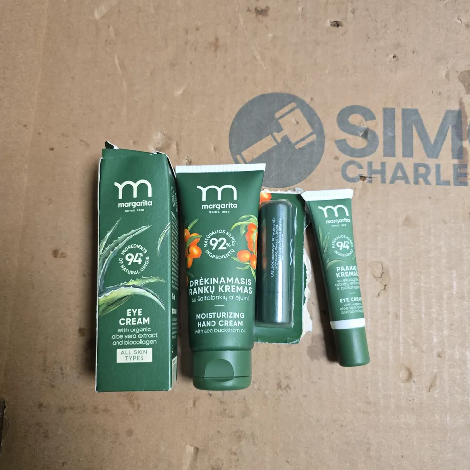 MARGARITA EYE CREAM, HAND CREAM & LIP BALM SET – 4-PIECE SKINCARE PACK