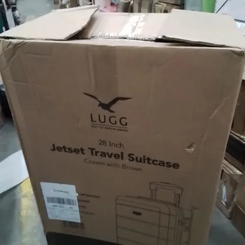 BOXED LUGG 28INCH JETSET TRAVEL SUITCASE CREAM AND BROWN 