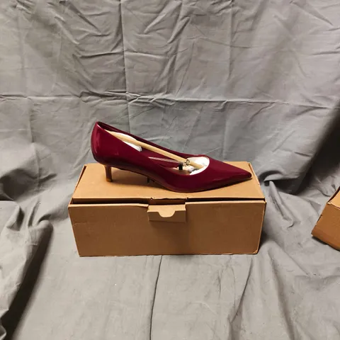 BOXED PAIR OF Mango Burgundy Patent Leather HEELS - SIZE 37