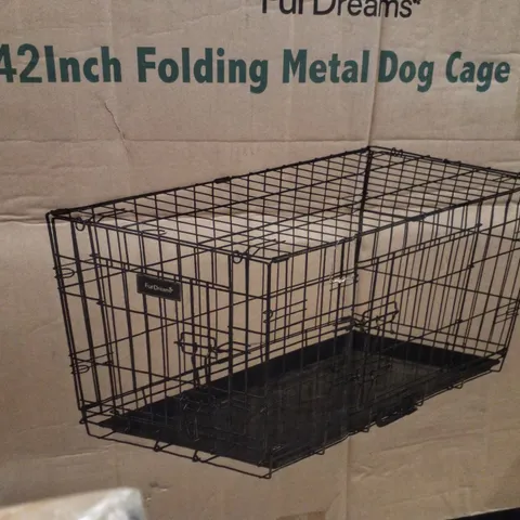 BOXED FURDREAMS 42" FOLDING METAL DOG CAGE
