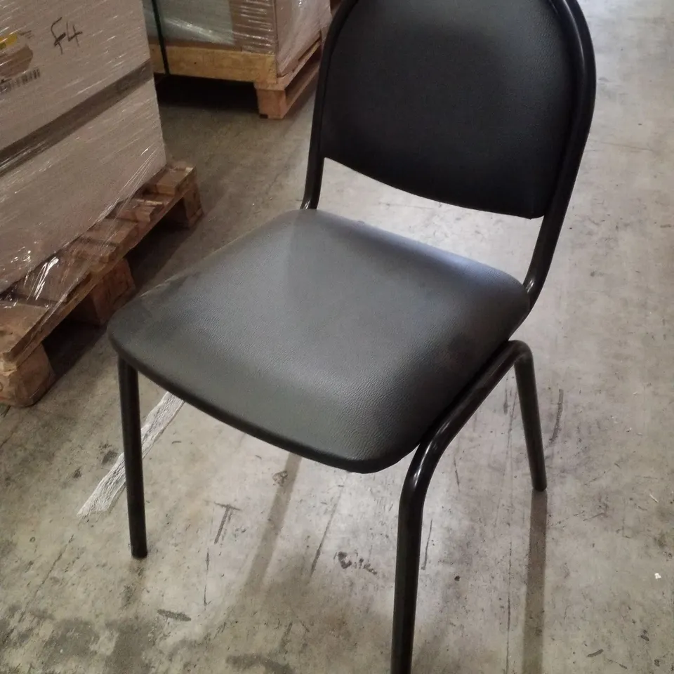 SET OF 3 BLACK LEATHER STACKING CHAIRS