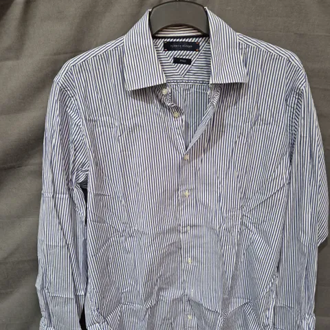 TOMMY HILFIGER STRIPED SHIRT – MEN'S, BLUE & WHITE - SIZE XL 