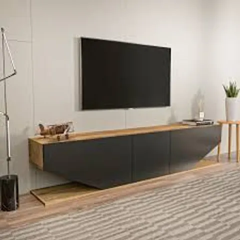 BOXED PEARL MODERN TV STAND TV UNIT FOR TVS UP TO 71" - WALNUT/TRAVERTER (1 BOX)