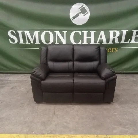 ALBION LUXURY FAUX LEATHER HIGH BACK 2 SEATER SOFA - BLACK