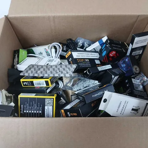 BOX OF APPROXIMATELY 60 ASSORTED E-CIGARETTES AND COMPONENTS TO INCLUDE: ASSORTED SMOK COILS 