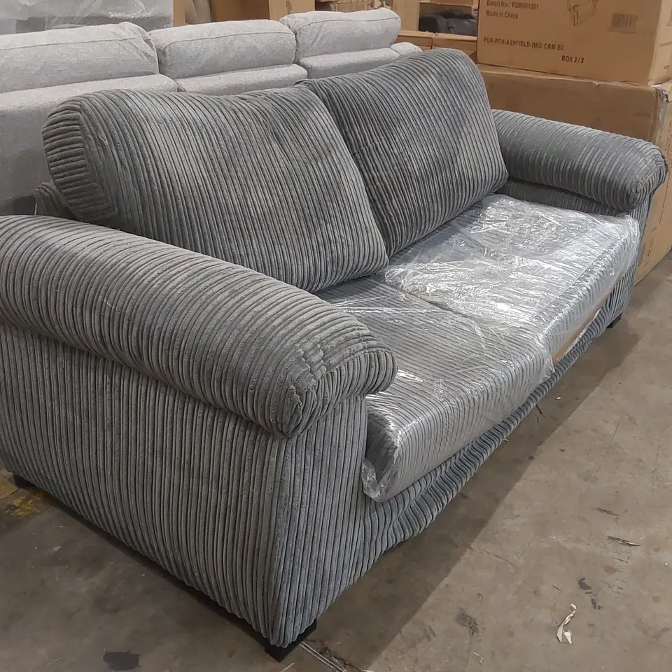 QUALITY DESIGNER 3 SEATER CORDUROY UPHOLSTERED SOFA 